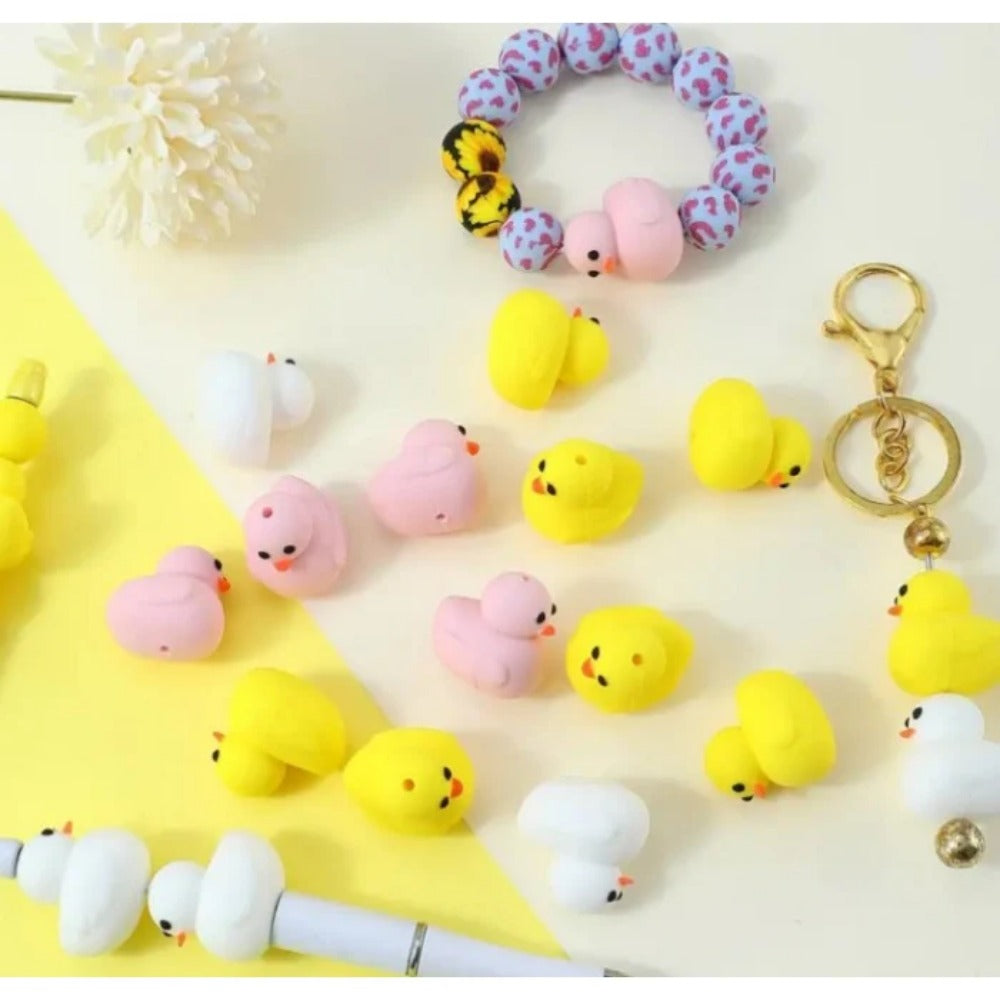 Wholesale 10pcs Cartoon 3D Cute chick duckling Silicone Beads